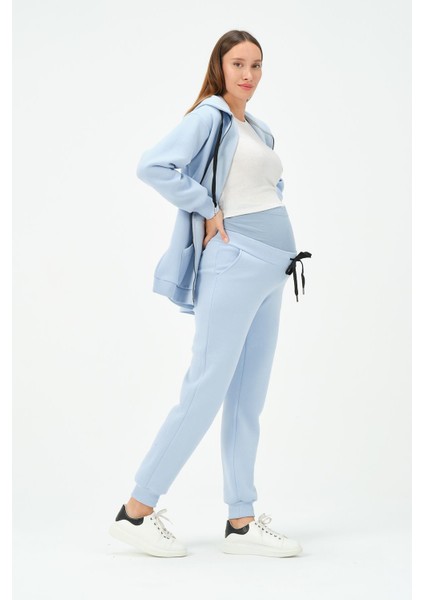 Hamile Termal Fermuarlı Kapüşonlu Eşofman Takım Mavi fırsatları
