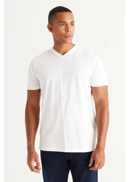 3A Moda Basic Pamuklu V Yaka Kısa Kollu T-Shirt