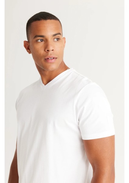 3A Moda Basic Pamuklu V Yaka Kısa Kollu T-Shirt