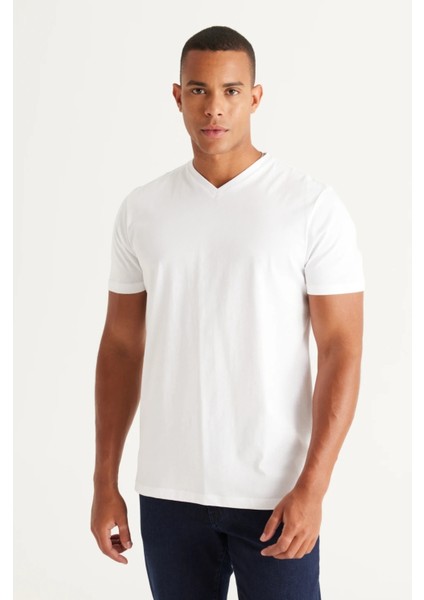 3A Moda Basic Pamuklu V Yaka Kısa Kollu T-Shirt