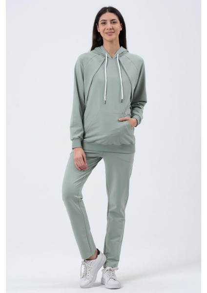 Hamile Emzirme Detaylı Esnek Karın Bantlı Beli Ayarlı Iki Iplik Eşofman Takım Çağla fiyatları