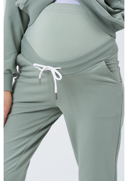 Hamile Emzirme Detaylı Esnek Karın Bantlı Beli Ayarlı Iki Iplik Eşofman Takım Çağla indirimleri