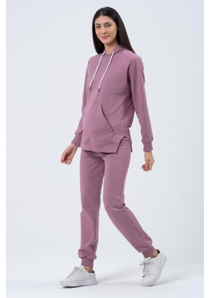 Hamile Emzirme Detaylı Iki Iplik Esnek Karın Bantlı Eşofman Takım Gül Kurusu fiyatları