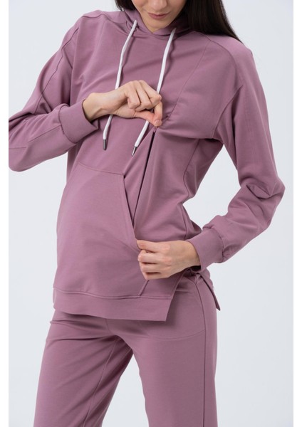 Hamile Emzirme Detaylı Iki Iplik Esnek Karın Bantlı Eşofman Takım Gül Kurusu fırsatları