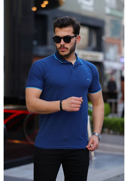 Erkek Siyah Pamuk Serin Tutan Dar Kesim Polo Yaka T-Shirt