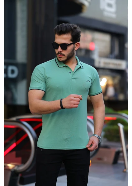 3A Moda Erkek Siyah Pamuk Serin Tutan Dar Kesim Polo Yaka T-Shirt