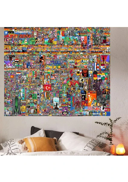 Reddit R/place 2023 Duvar Örtüsü Reddit Place Pixel War Tapestry Duvar Sanatı Duvar Dekorasyon