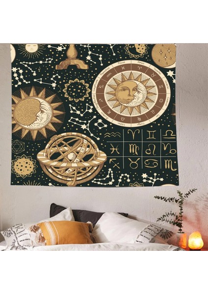 Burçlar Astroloji 12 Burç Uzay Ay Güneş Yıldızlar Duvar Örtüsü Duvar Sanatı Duvar Dekorasyonu