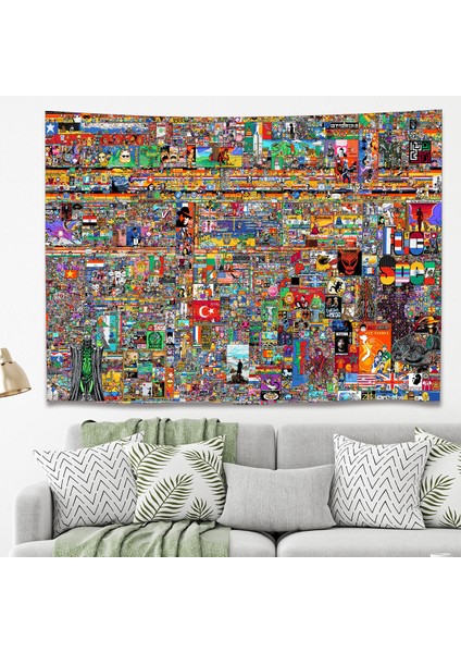 Reddit R/place 2023 Duvar Örtüsü Reddit Place Pixel War Tapestry Duvar Sanatı Duvar Dekorasyon