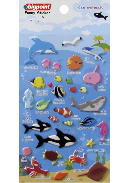 Sticker Deniz Hayvanları 15'li Paket