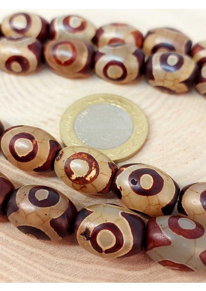 3 Göz Tibet Akik Taşı Şekilli Kesim 12X15MM/ADET (45804-1)