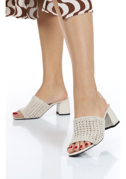 Kalın Topuklu Örgü Desen Rahat Kullanışlı Ev-Iş-Sokak Terliği modelleri