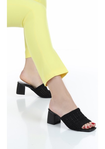 Kalın Topuklu Örgü Desen Rahat Kullanışlı Ev-Iş-Sokak Terliği fırsatları