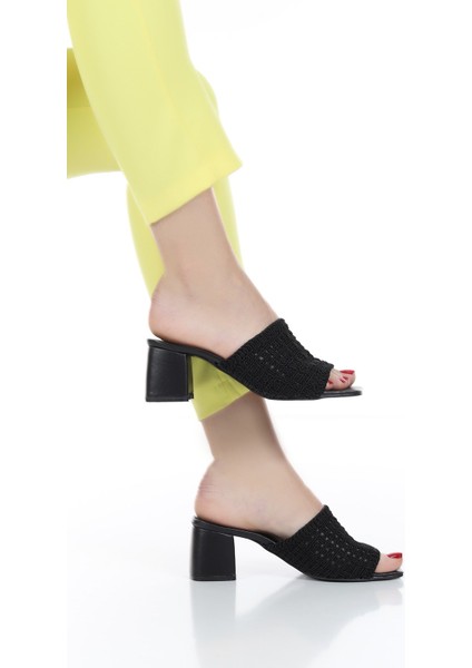 Kalın Topuklu Örgü Desen Rahat Kullanışlı Ev-Iş-Sokak Terliği indirimleri