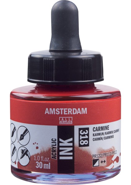 Sıvı Akrilik Mürekkep Boya 30ML 318 Carmine