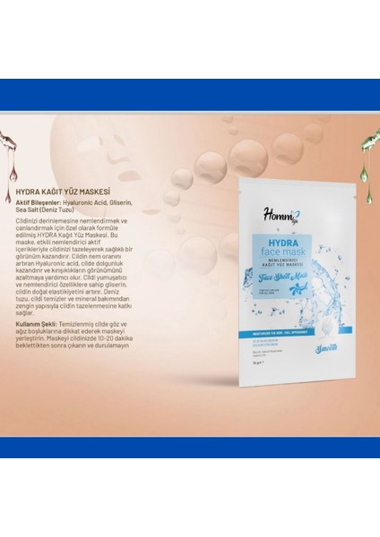 Homm Lıfe Hydra Kağıt Yüz Maskesi ( Nemlendirici - Hyaluronic Acid) modelleri