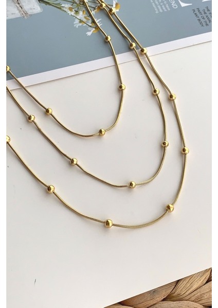 Yleaf Çelik 3 Lü Topçuk Zincir Çelik Kolye Vip Kararmaz Kadın Kolye Gold fiyatları