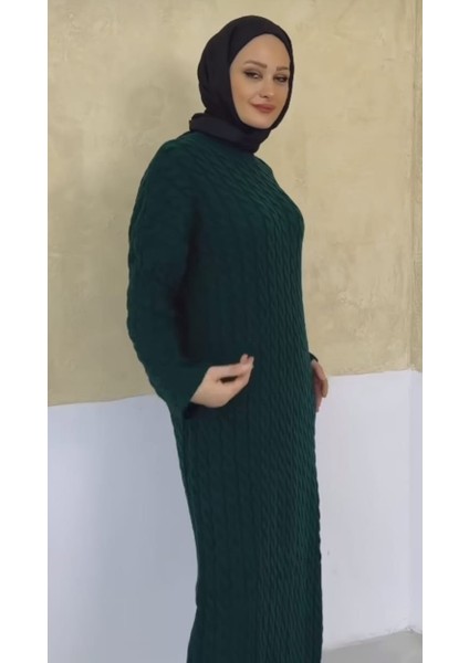 Kadın Bisiklet Yaka Uzun Kollu Triko Elbise