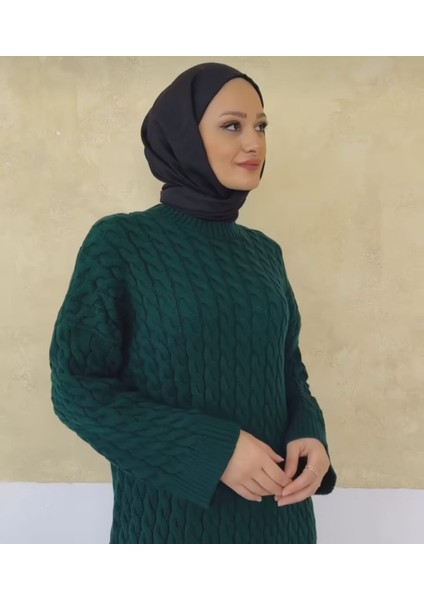 Kadın Bisiklet Yaka Uzun Kollu Triko Elbise