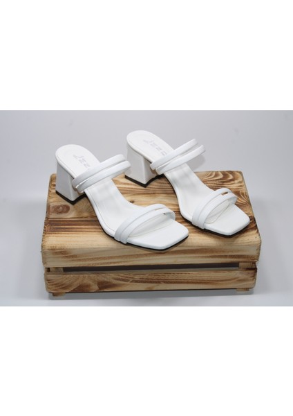 Kalın Topuklu Ikili Çift Bant Rahat Kullanışlı Ev-Iş-Sokak Terliği