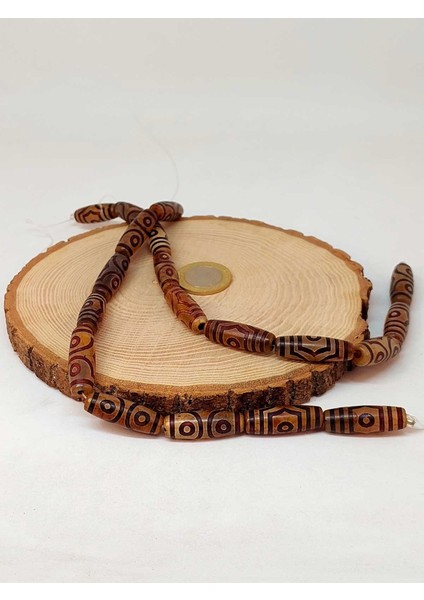 3 Göz Tibet Akik Taşı Silindir Kesim 10X30MM/ADET (45810-1) modelleri