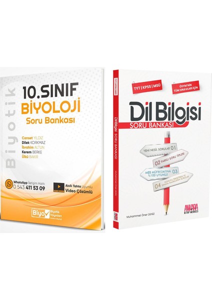 Biyotik Yayınları 10. Sınıf Biyoloji ve Ankara Kitap Merkezi Yayınları Dil Bilgisi Soru Bankası Seti 2 Kitap