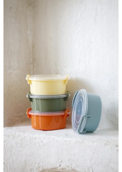 4'lü Tidy Pastel Saklama Kabı Yuvarlak Midi Deepfreeze ve Mikrodalga Kullanımına Uygun