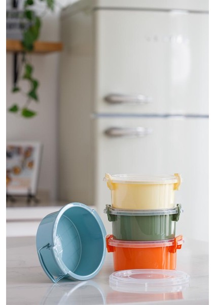 4'lü Tidy Pastel Saklama Kabı Yuvarlak Midi Deepfreeze ve Mikrodalga Kullanımına Uygun