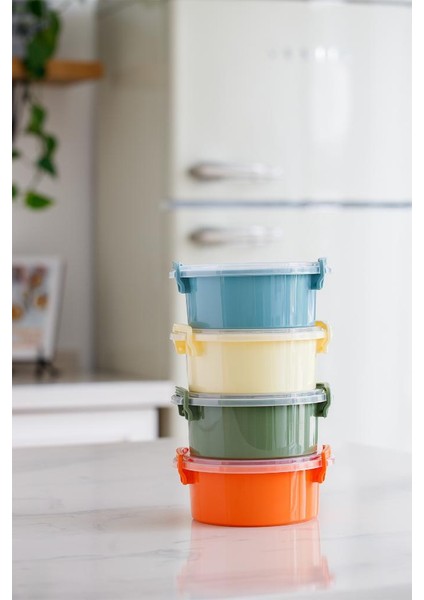 4'lü Tidy Pastel Saklama Kabı Yuvarlak Midi Deepfreeze ve Mikrodalga Kullanımına Uygun