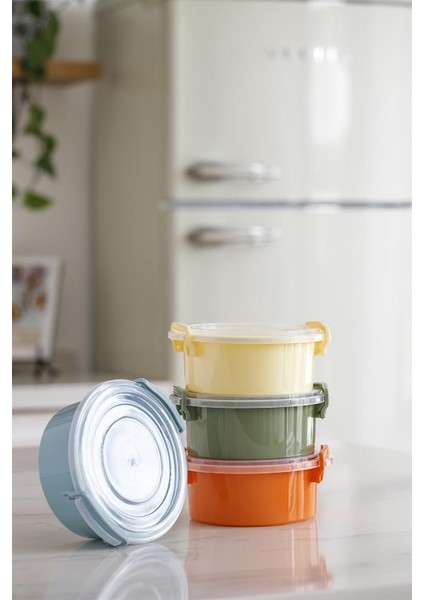 4'lü Tidy Pastel Saklama Kabı Yuvarlak Midi Deepfreeze ve Mikrodalga Kullanımına Uygun