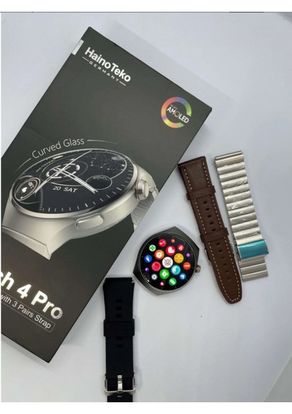 Watch 4 Pro RW32 Curved Amoled Ekran 3 Kordon Akıllı Saat