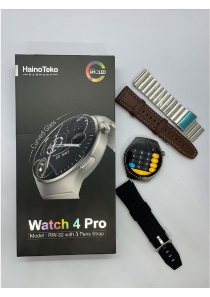 Watch 4 Pro RW32 Curved Amoled Ekran 3 Kordon Akıllı Saat