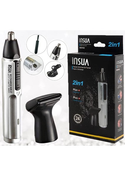 Şarjlı 2'si 1 Arada Bakım Seti Kulak Burun Kıl Temizleme Makinesi + Yüz Saç Düzeltici indirimleri