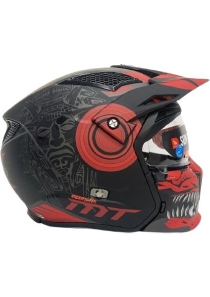 Mt Helmets mt Streetfighter Sv Aztec B5 Mat Siyah/kırmızı Motosiklet Kaskı