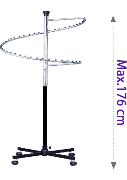 Profesyonel Tekerlekli Helezon Mağaza Askılığı, Elbise Askılığı, Mağaza Standı, Orta Stant
