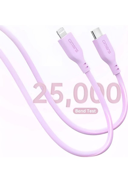 Usb-C To Mfı Lightning iPhone Silikon Pd Hızlı Şarj Kablosu Pembe