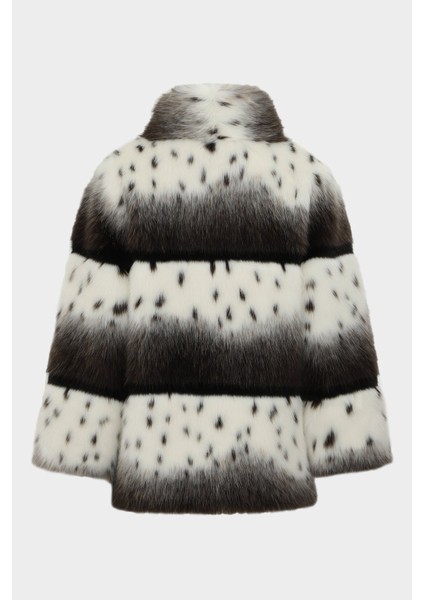 Açelyaokcu Dik Yaka Loose Desenli Kadın Kürk Kaban fiyatları