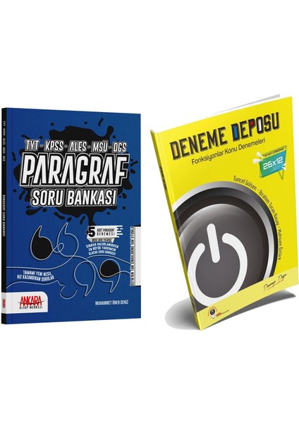 Deneme Deposu Yayınları TYT Fonksiyonlar Konu Denemeleri ve Ankara Kitap Merkezi Yayınları Paragraf Soru Bankası Seti 2 Kitap