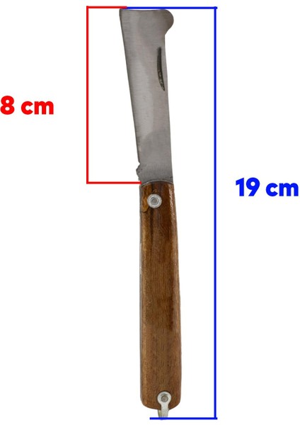 Saplı Bıçak Çakı Aşı Bıçağı Profesyonel Çelik Tepeli Uçlu Bağ Ağaç Budama Çentikli Aşı Çakısı 190 mm