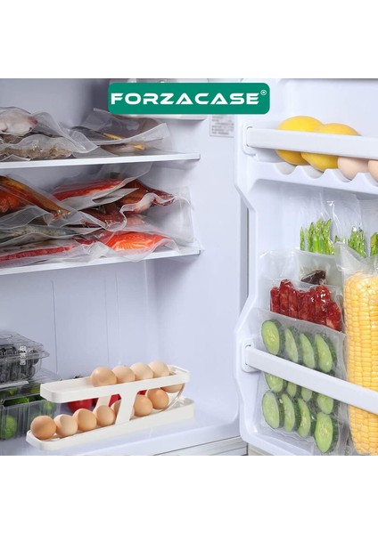 2 Katlı Otomatik Buzdolabı Yumurta Standı Organizer Yumurtalık Rafı Saklama Kabı - FC327