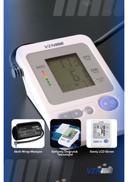 Türkçe Konuşan Kol Tipi Dijital Tansiyon Aleti 360° Premium Manşon