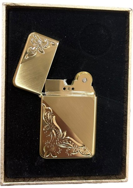 Sarı Işlemeli Benzinli Metal Çakmak 109423