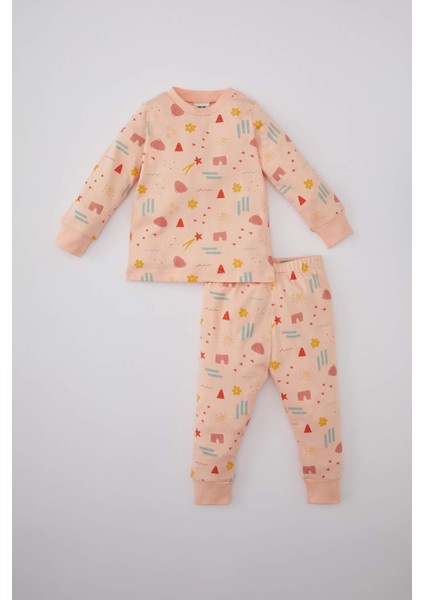 Kız Bebek Desenli Uzun Kollu Pijama Takımı B7748A524SP