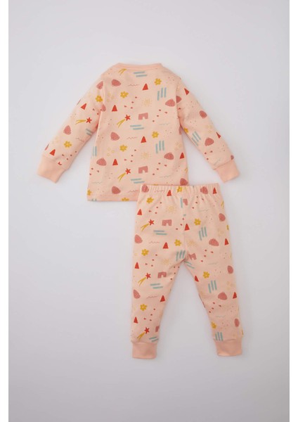 Kız Bebek Desenli Uzun Kollu Pijama Takımı B7748A524SP indirimleri