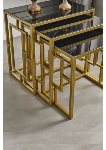 Nova Gold Metal Ayak Füme Cam Zigon Sehpa fiyatları