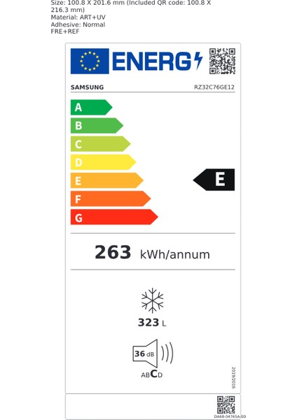 RZ32C76GE12/TR 7 Çekmeceli Tek Kapılı Dondurucu/buzdolabı 323 Litre