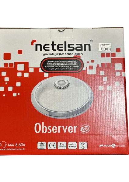 Observer 360 Derece Sensörlü Tavan Armatürü + 2 Adet Philips 8W Beyaz Hediye