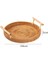 L 28CM x 6.5cm Stili Ahşap Saplı El Dokuması Rattan Depolama Tepsisi Yuvarlak Hasır Sepet Ekmek Yemek Tabağı Meyveli Kek Tabağı Akşam Yemeği Servis Tepsisi (Yurt Dışından) 1