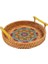 Mavi S Tarzı 28CM Rattan El Dokuması Yuvarlak Servis Tepsisi Ahşap Saplı Gıda Saklama Plakası Hasır Sepet Ahşap Tepsi Meyve Ekmek Sepeti (Yurt Dışından) 1