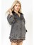 Gri Kapüşonlu Eskitme Jean Ceket Oversize Kot Ceket Jean Mont 5